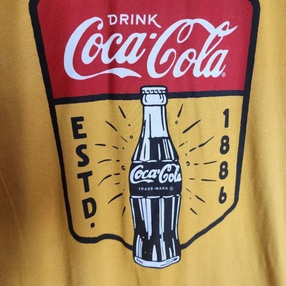 Coca-Cola vintage mustard yellow gold t-shirt NWT - Picture 2 of 5